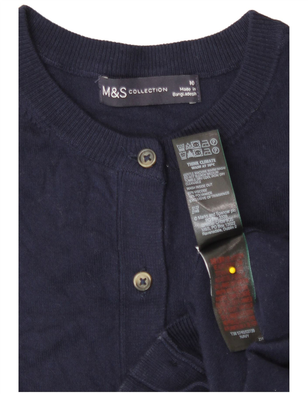 Marks & Spencer Womens Cardigan Sweater UK 10 Small Navy Blue Viscose