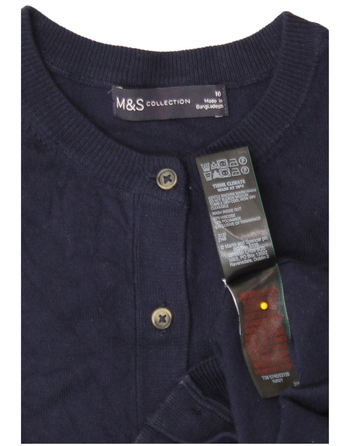 Marks & Spencer Womens Cardigan Sweater UK 10 Small Navy Blue Viscose