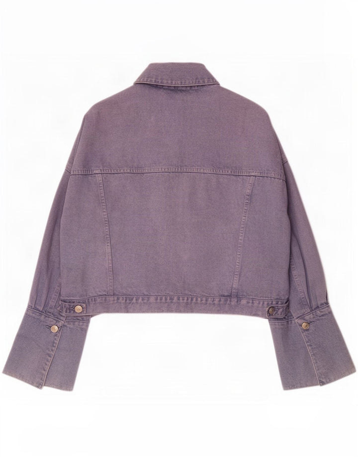 Zara Womens Oversized Denim Jacket UK 14 Medium Purple Cotton