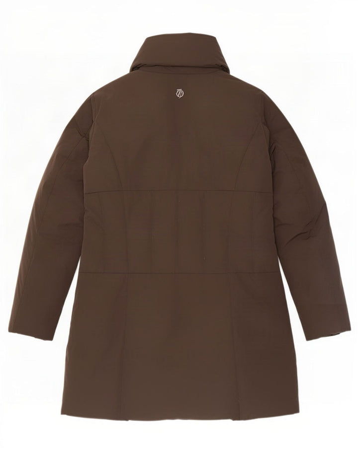 Trussardi Jeans Womens Hooded Padded Coat IT 46 Large Brown Polyester