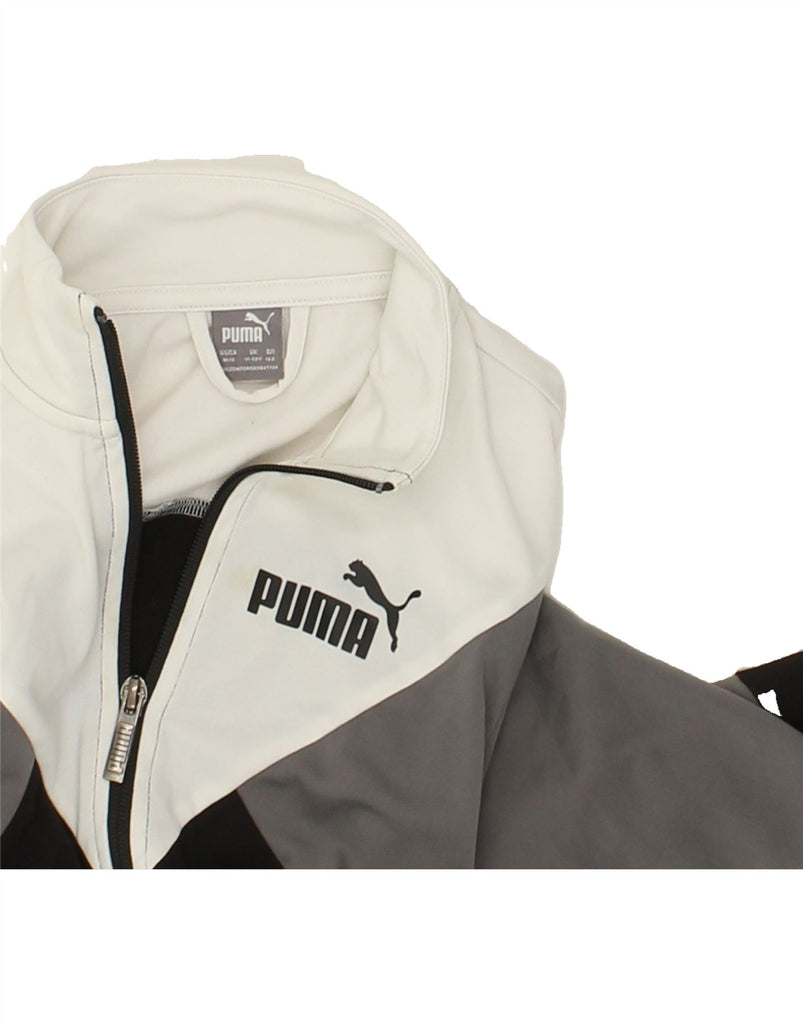 PUMA Boys Graphic Tracksuit Top Jacket 11-12 Years Black Colourblock | Vintage Puma | Thrift | Second-Hand Puma | Used Clothing | Messina Hembry 