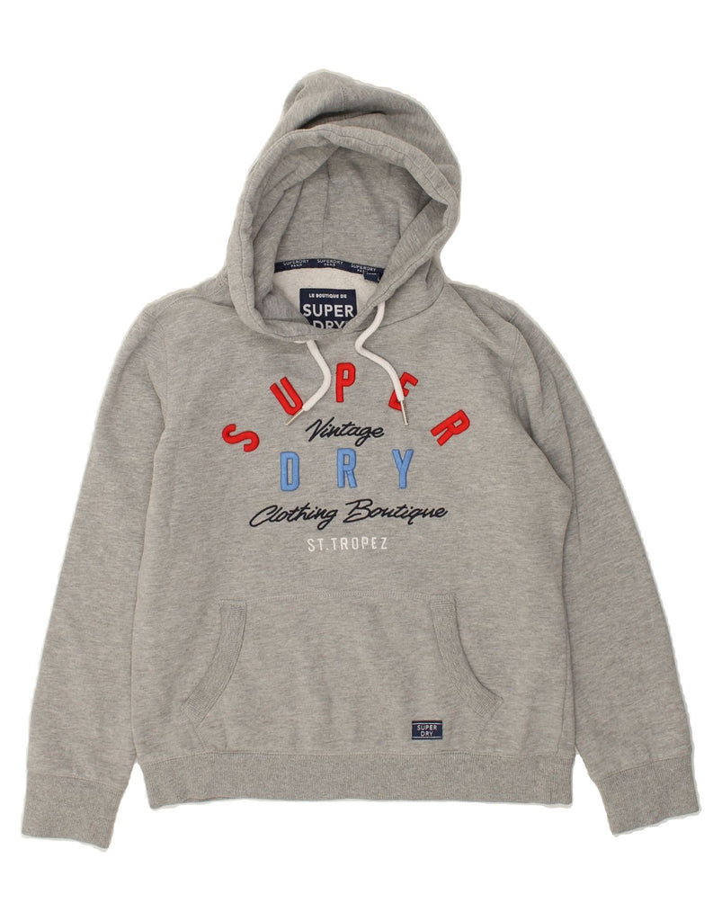 SUPERDRY Womens Graphic Hoodie Jumper UK 14 Large  Grey Cotton | Vintage Superdry | Thrift | Second-Hand Superdry | Used Clothing | Messina Hembry 