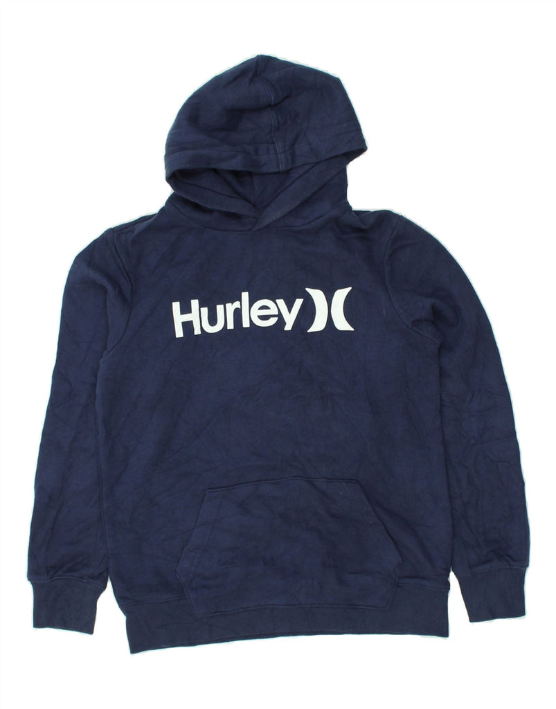 HURLEY Womens Graphic Hoodie Jumper UK 14 Large Navy Blue | Vintage Hurley | Thrift | Second-Hand Hurley | Used Clothing | Messina Hembry 