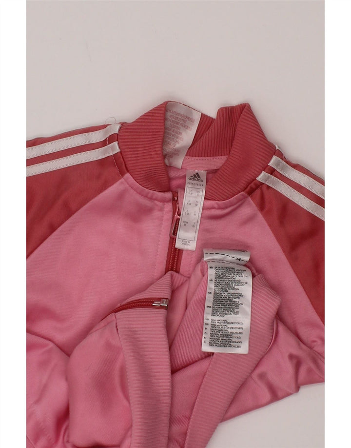 Adidas Girls Tracksuit Top Jacket 2-3 Years Pink Colourblock Polyester