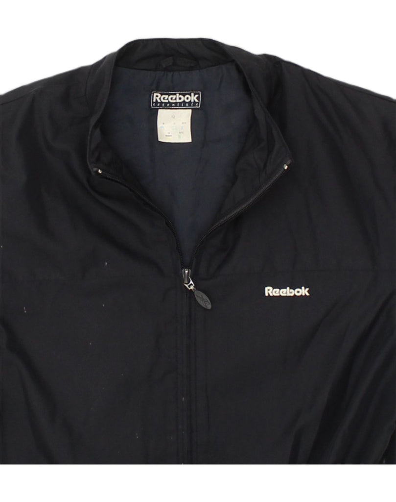 REEBOK Womens Tracksuit Top Jacket UK 12 Medium Black Polyester | Vintage Reebok | Thrift | Second-Hand Reebok | Used Clothing | Messina Hembry 