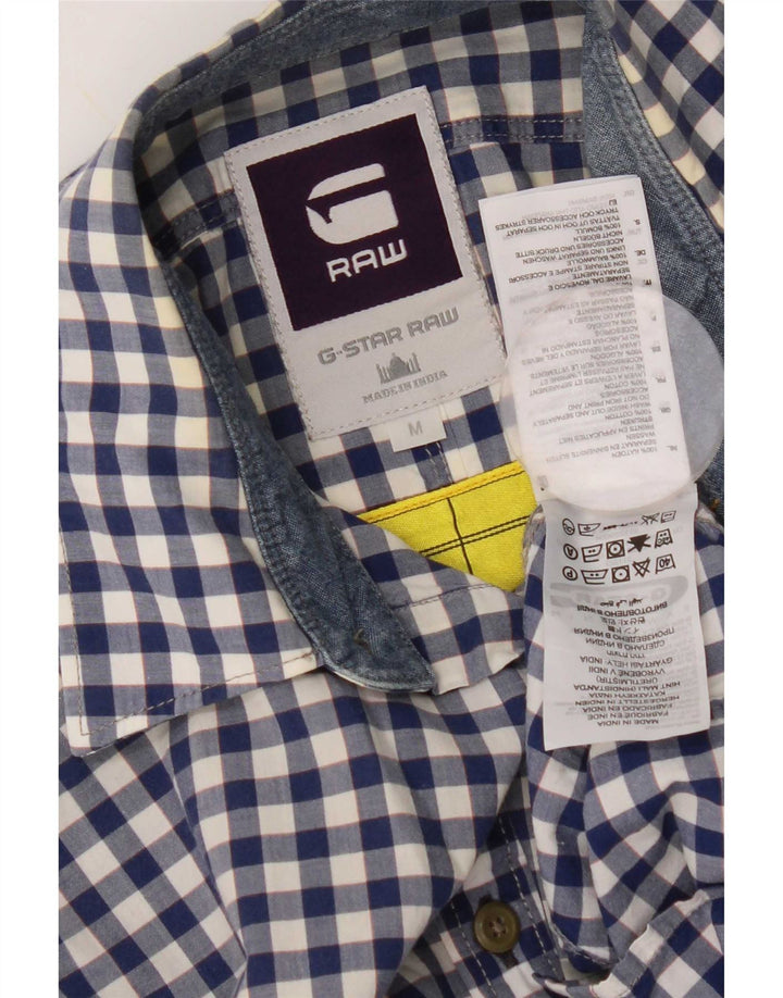 G-Star Mens Shirt Medium Blue Gingham Cotton