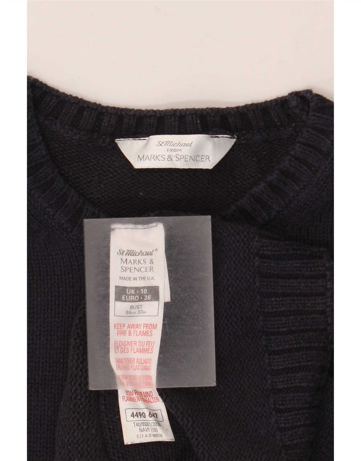 Marks & Spencer Womens Crew Neck Jumper Sweater UK 10 Small Navy Blue
