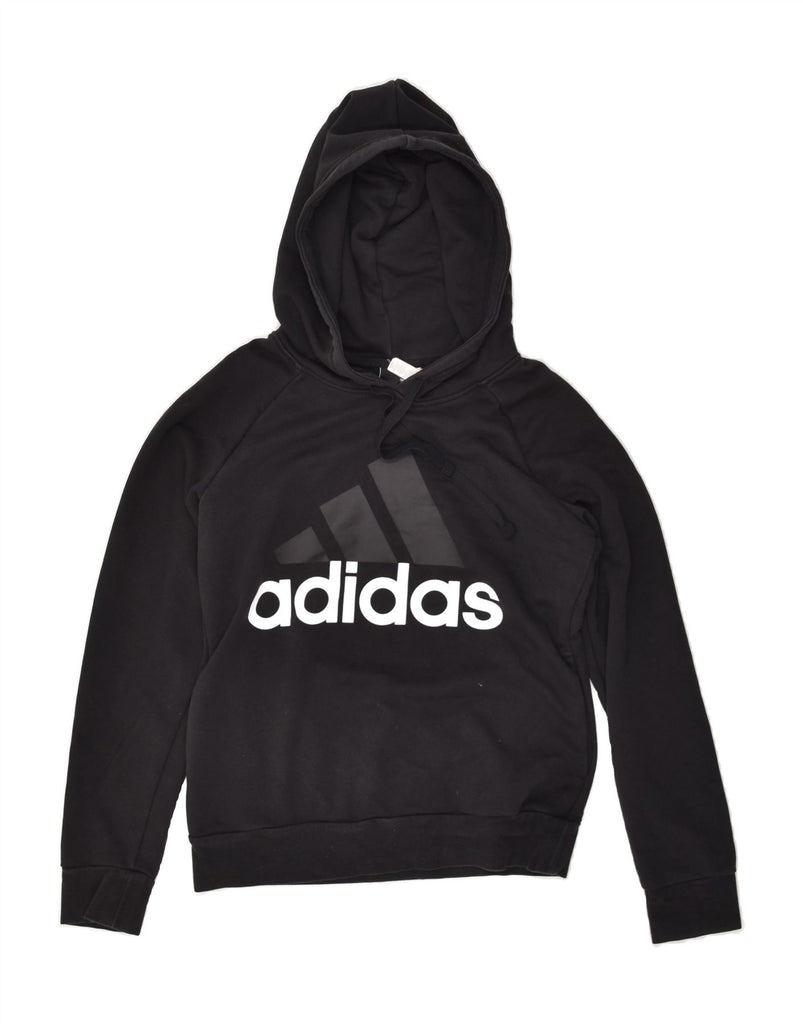 ADIDAS Womens Loose Fit Graphic Hoodie Jumper UK 8-10 Small Black | Vintage Adidas | Thrift | Second-Hand Adidas | Used Clothing | Messina Hembry 