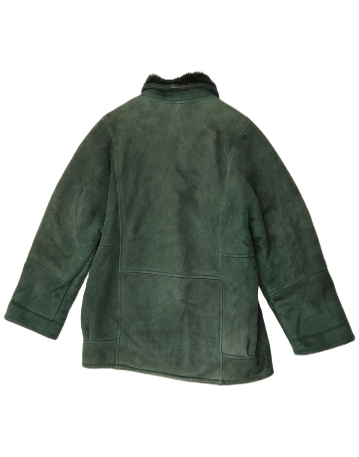 Vintage Womens Loose Fit Shearling Jacket IT 46 Large Green Shearling