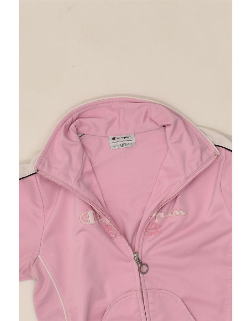 CHAMPION Girls Graphic Tracksuit Top Jacket 9-10 Years Pink Polyester | Vintage Champion | Thrift | Second-Hand Champion | Used Clothing | Messina Hembry 