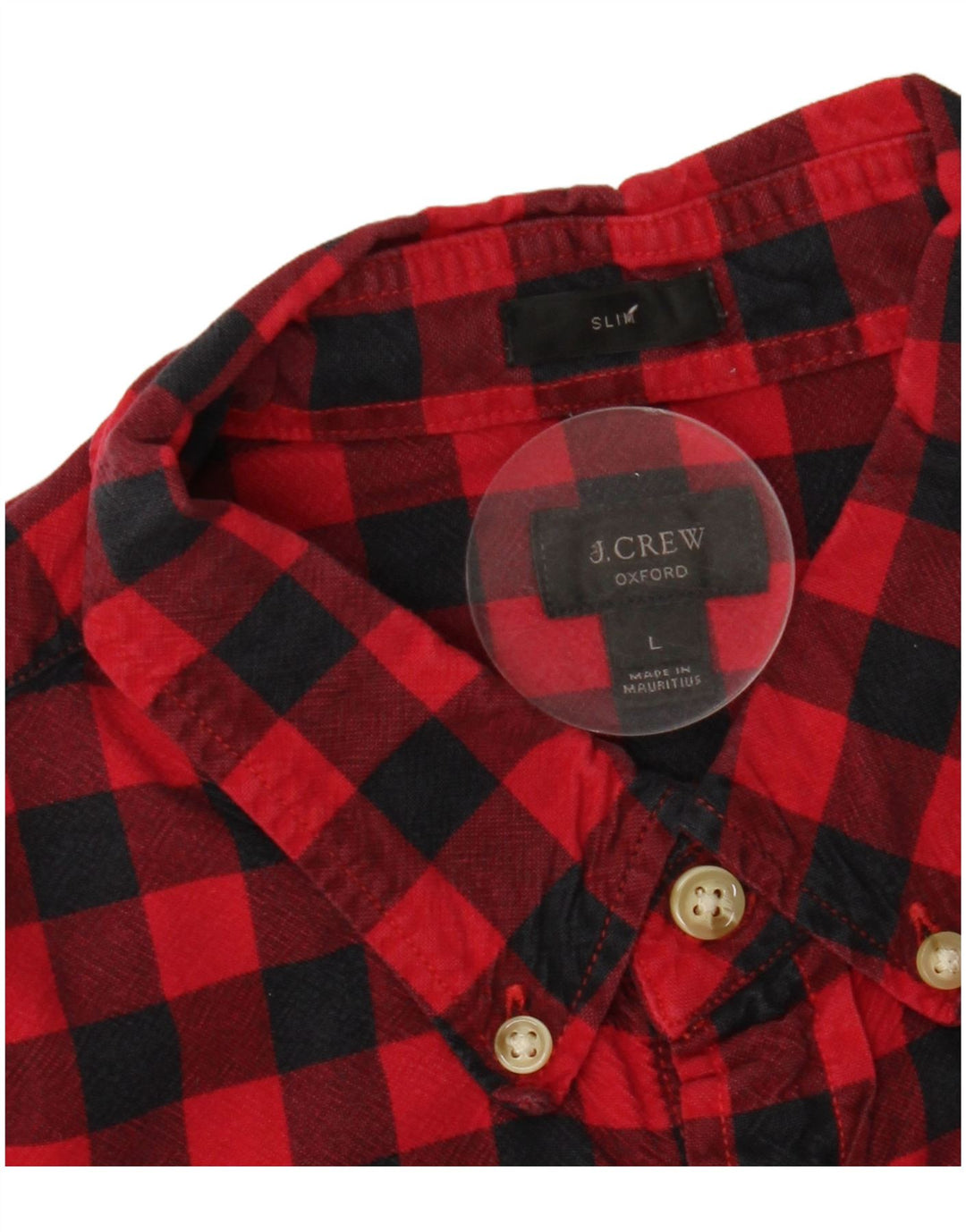 J. CREW Mens Oxford Slim Flannel Shirt Large Red Gingham