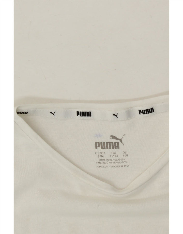 PUMA Girls Graphic T-Shirt Top 9-10 Years White Vintage Puma and Second-Hand Puma from Messina Hembry 