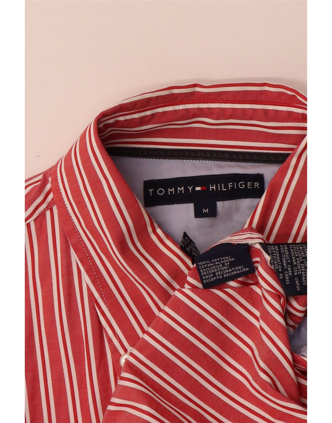 Tommy Hilfiger Mens Shirt Medium Red Striped Cotton