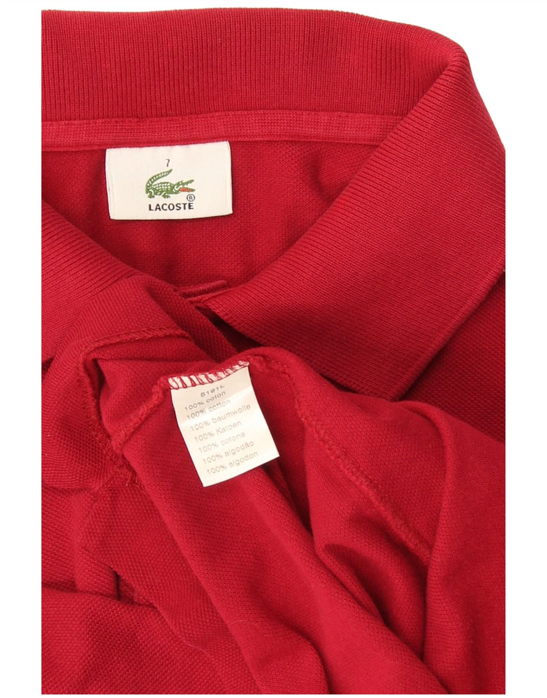 Lacoste Mens Polo Shirt Size 7 2XL Red Cotton