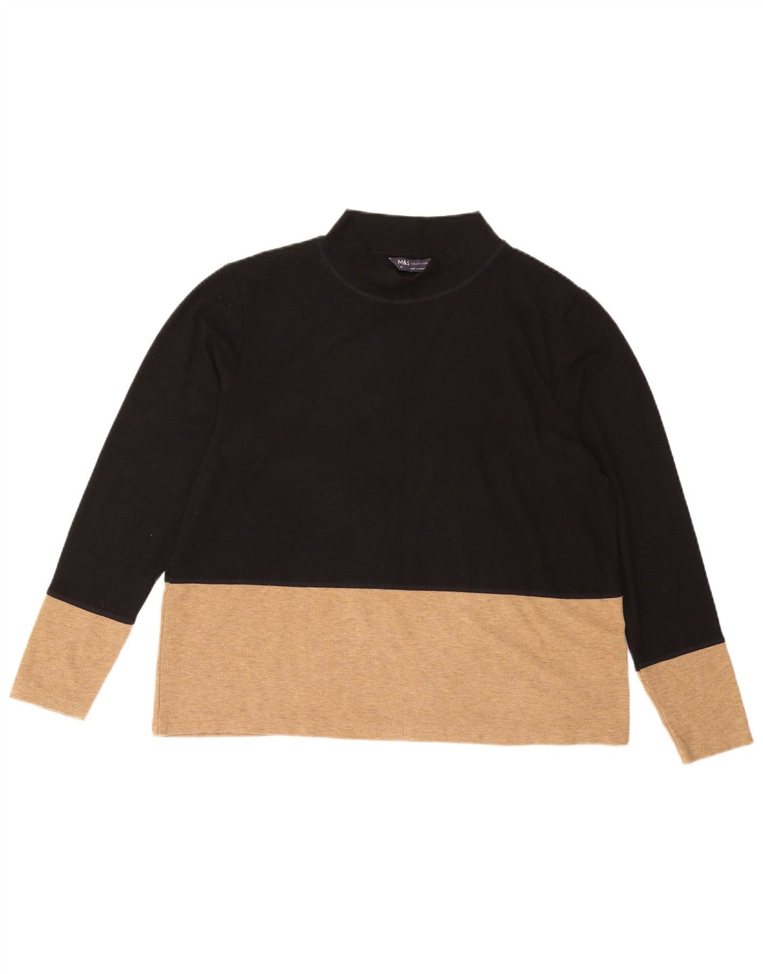 MARKS & SPENCER Womens Blouse Top UK 16 Large Black Colourblock Polyester