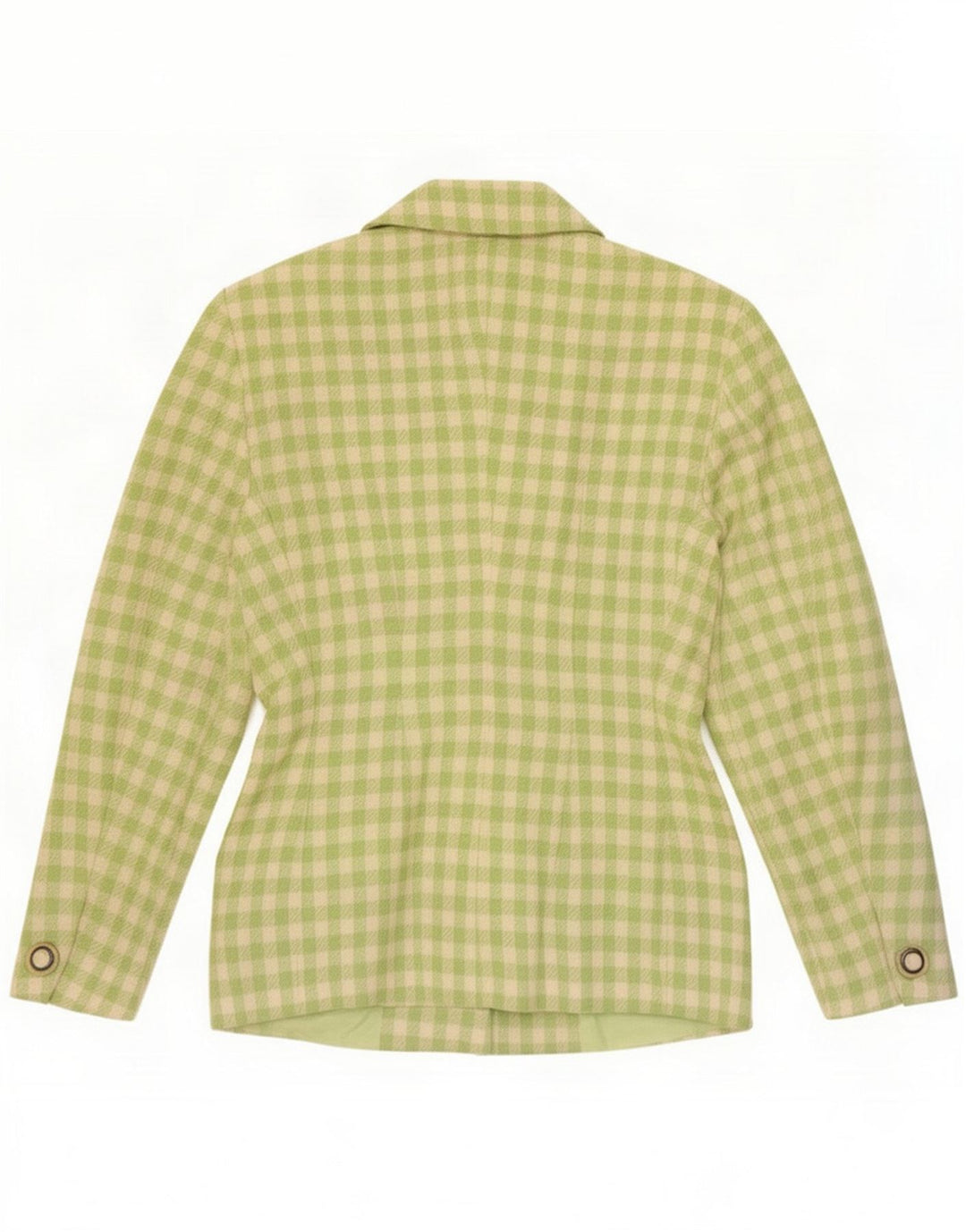 Piu & Womens 5 Button Blazer Jacket IT 42 Medium Green Gingham New Wool