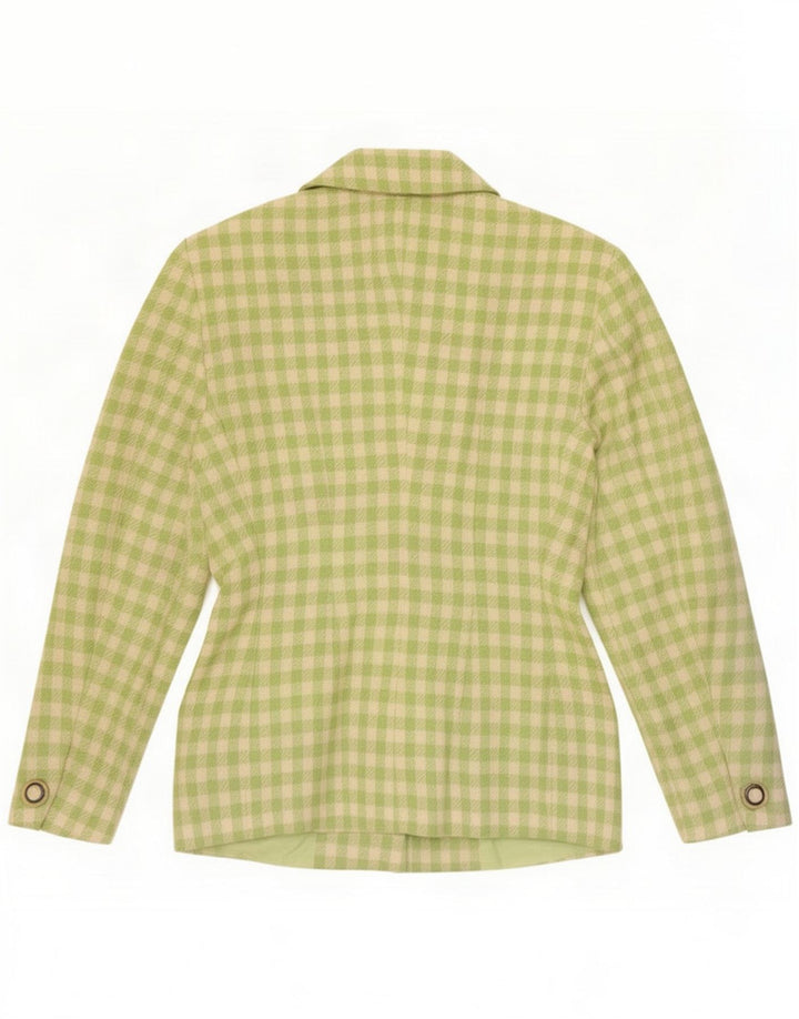 Piu & Womens 5 Button Blazer Jacket IT 42 Medium Green Gingham New Wool