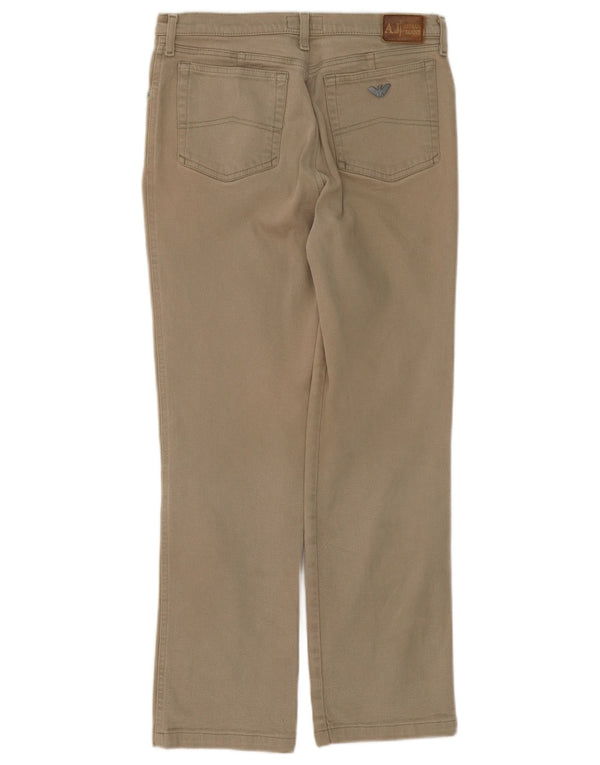 Armani Womens Straight Casual Trousers W29 L28 Beige Cotton