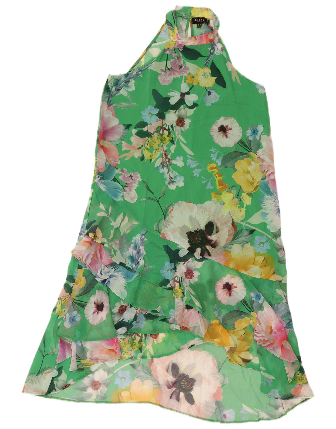 Lipsy Womens Halter Dress UK 12 Medium Green Floral Polyester