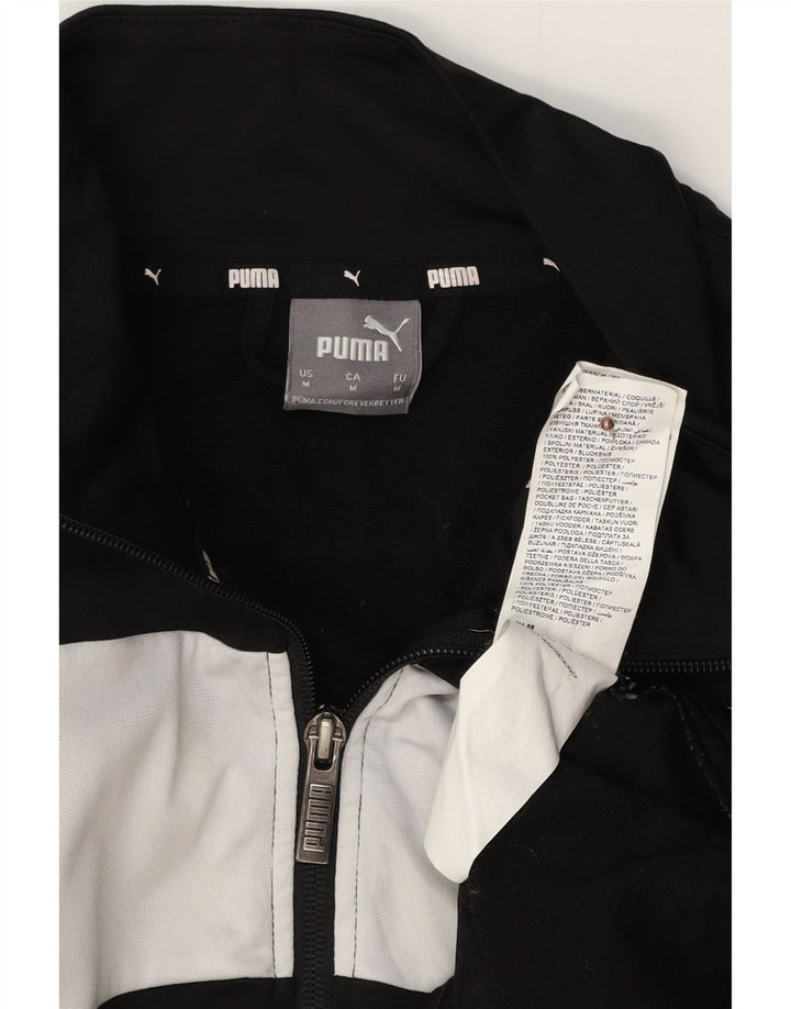 PUMA Mens Tracksuit Top Jacket Medium Black Colourblock Polyester