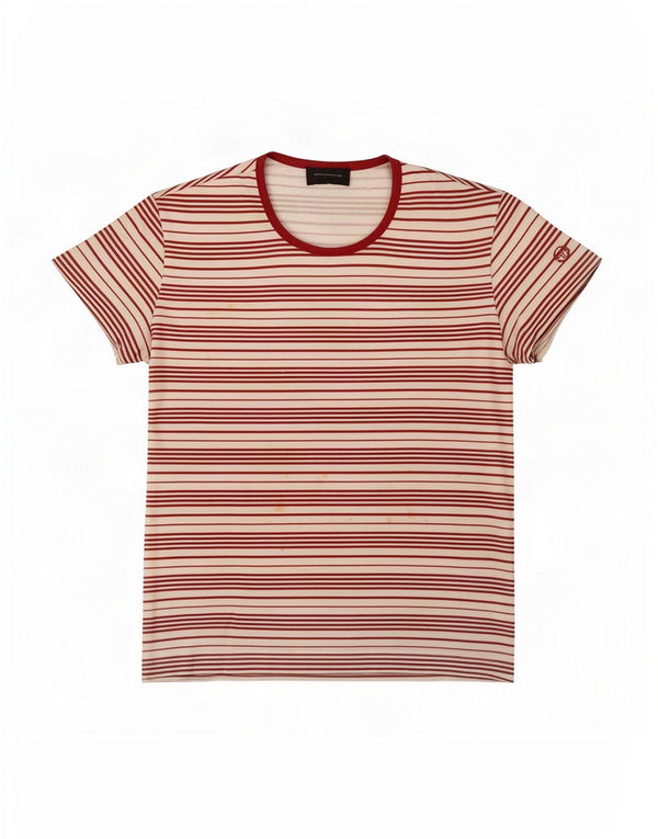 Sergio Tacchini Womens T-Shirt Top IT 44 Medium White Striped Polyester