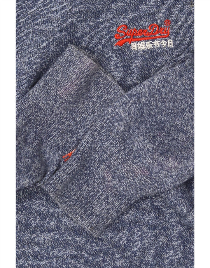 Superdry Mens Jersey Crew Neck Jumper Sweater Medium Blue Flecked Cotton