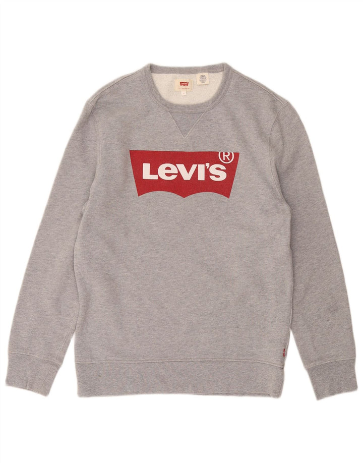 LEVI'S Mens Graphic Sweatshirt Jumper Small Grey Cotton
