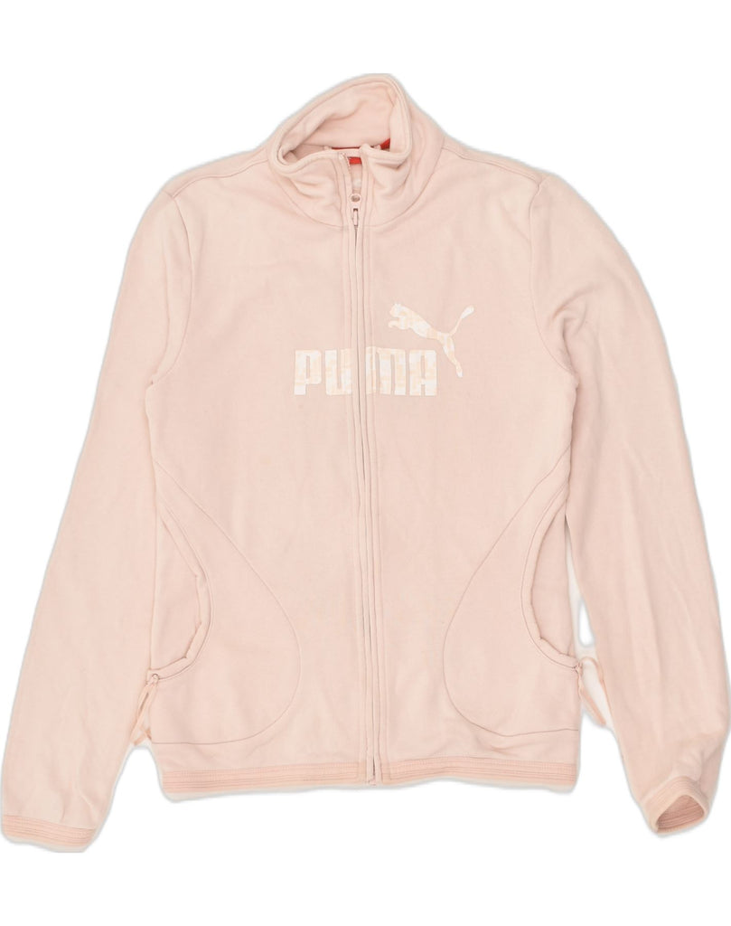 PUMA Womens Graphic Tracksuit Top Jacket UK 6 XS Pink Cotton | Vintage Puma | Thrift | Second-Hand Puma | Used Clothing | Messina Hembry 