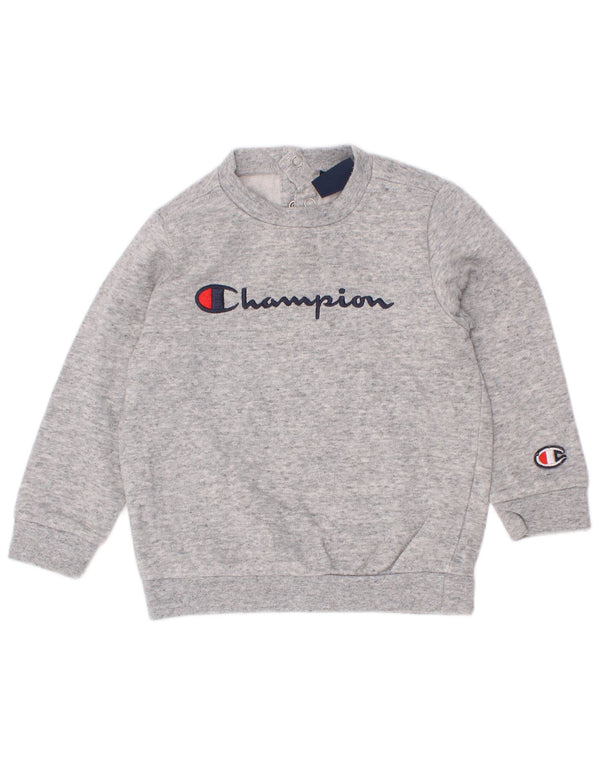 Champion Baby Boys Graphic Sweatshirt Jumper 9-12 Months Small Grey Flecked