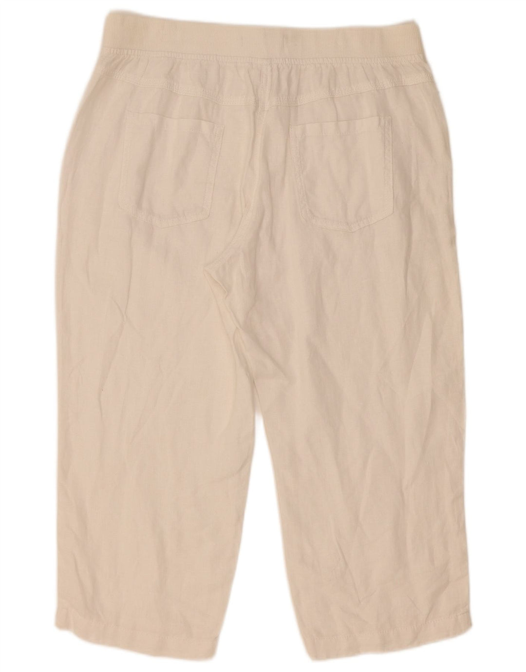Marks & Spencer Womens Straight Capri Trousers W32 L21 White Linen