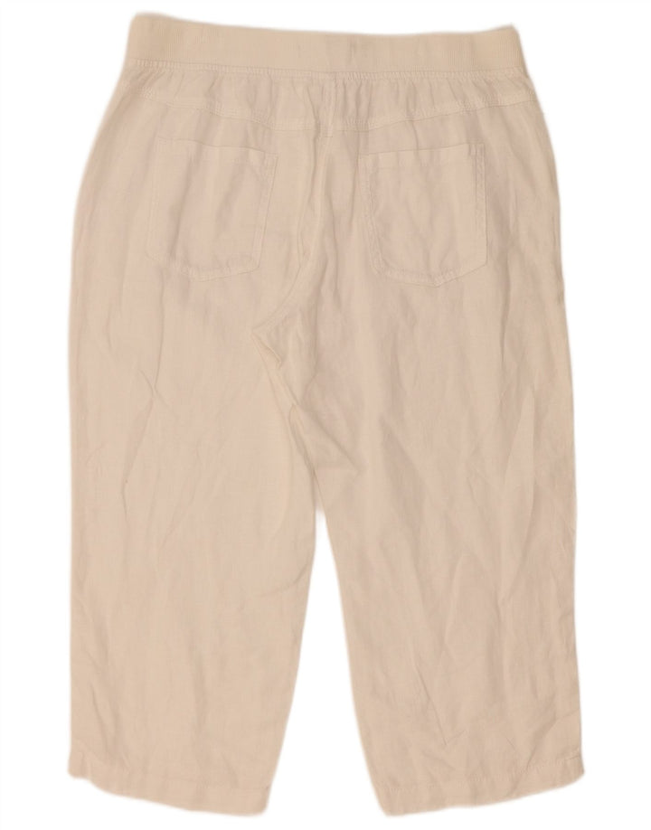 Marks & Spencer Womens Straight Capri Trousers W32 L21 White Linen