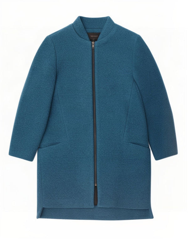 Zara Womens Overcoat UK 14 Medium Navy Blue Polyester
