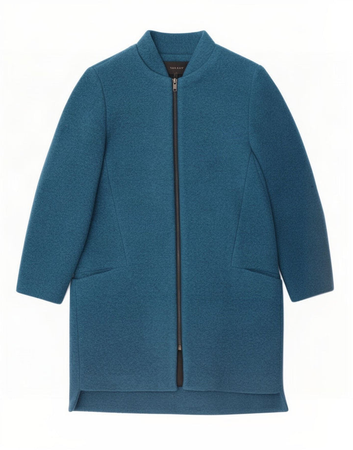 Zara Womens Overcoat UK 14 Medium Navy Blue Polyester