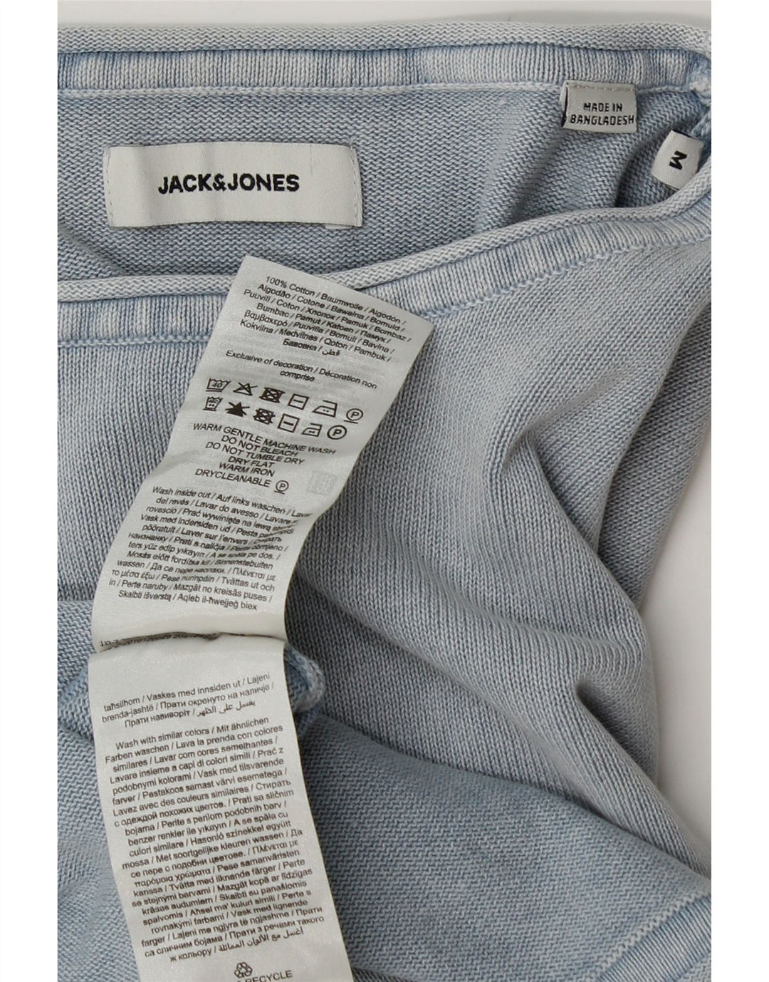 Jack & Jones Mens Boat Neck Jumper Sweater Medium Blue Cotton