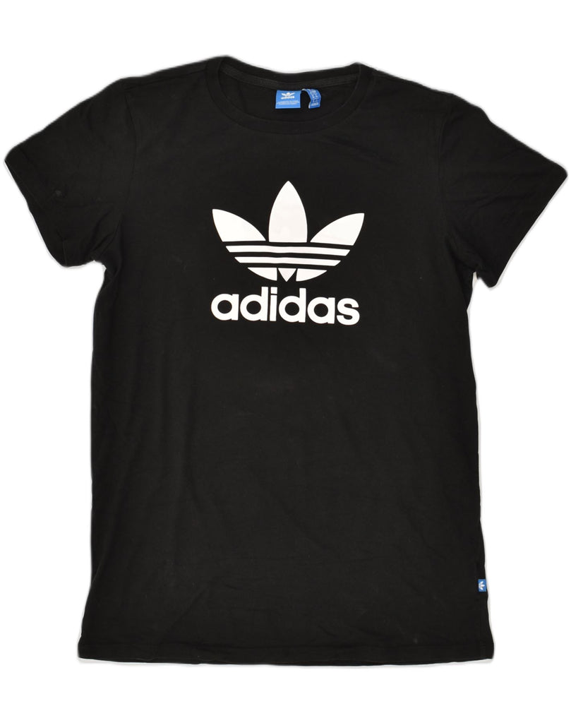 ADIDAS Womens Loose Fit Graphic T-Shirt Top UK 10 Small  Black Cotton | Vintage Adidas | Thrift | Second-Hand Adidas | Used Clothing | Messina Hembry 