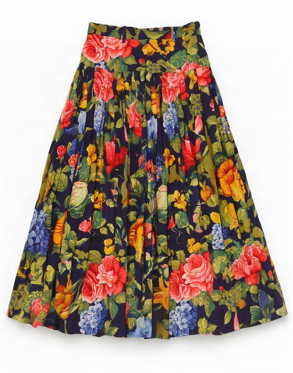 Oilily Womens Pleated Maxi Skirt Large W30 Multicoloured Floral Viscose