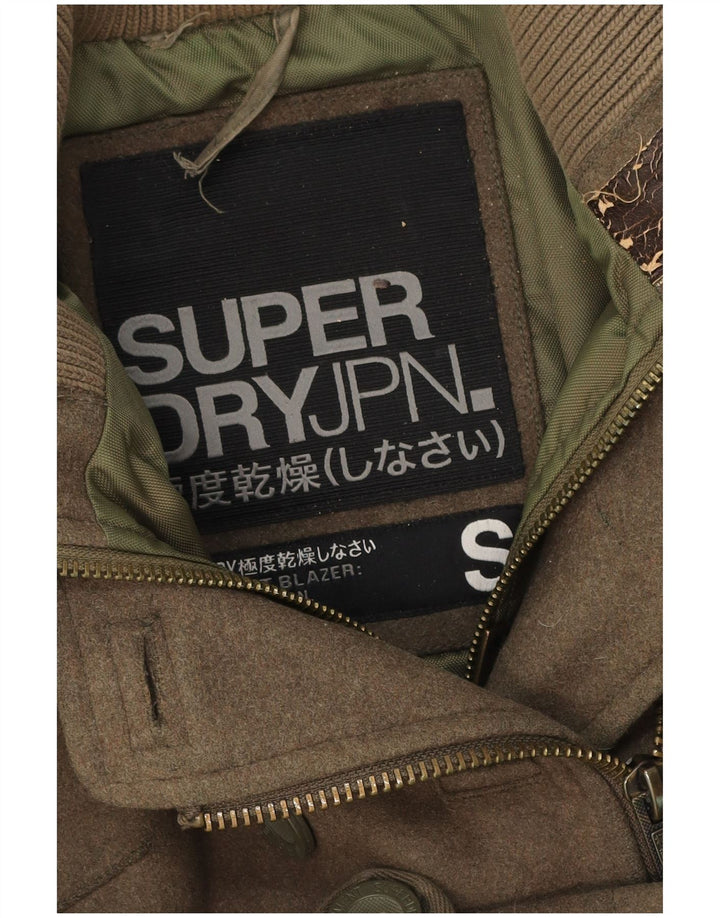 Superdry Womens Military Jacket UK 10 Small Khaki Wool