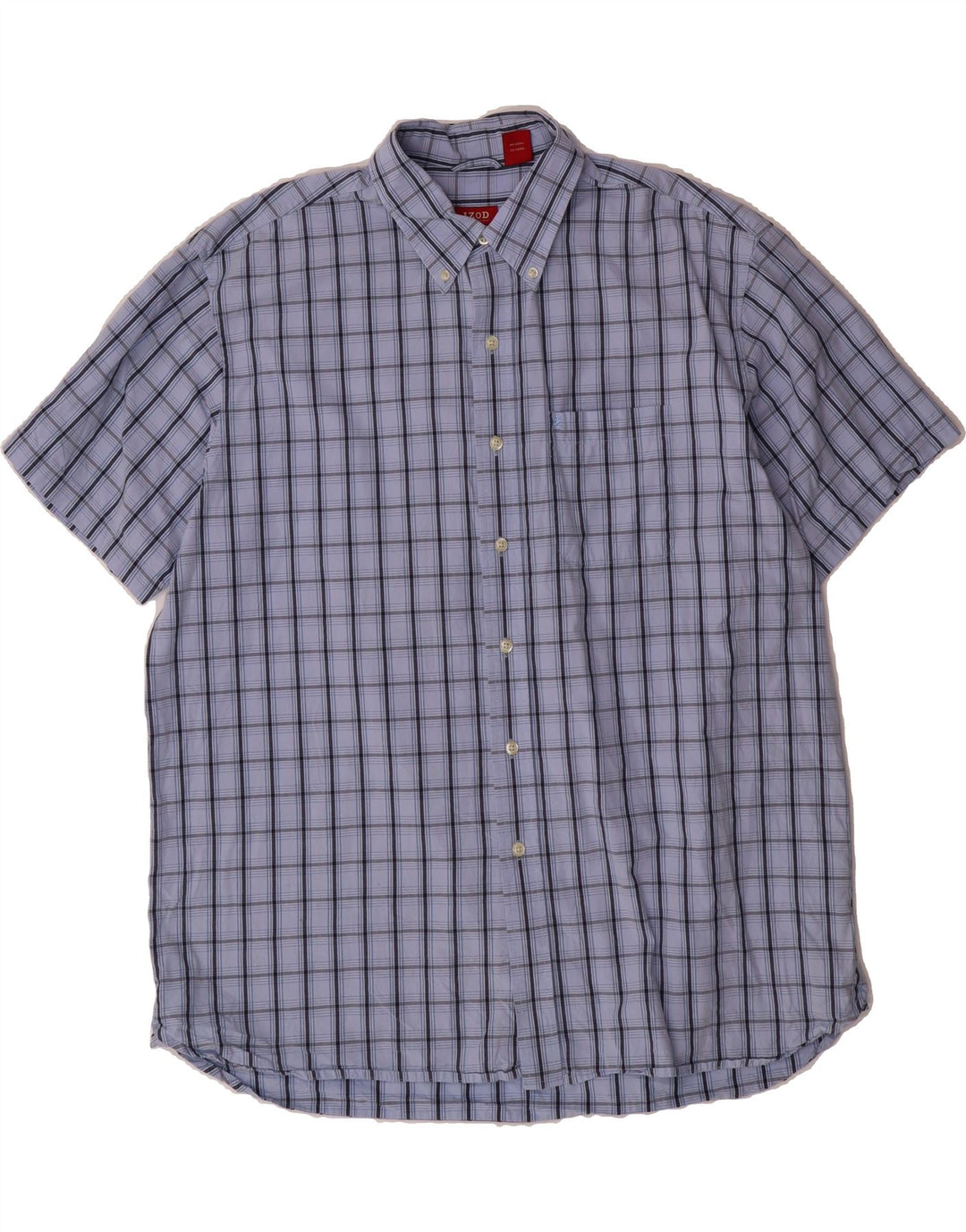 IZOD Mens Big & Tall Short Sleeve Shirt XL Blue Check Cotton Vintage Izod and Second-Hand Izod from Messina Hembry 