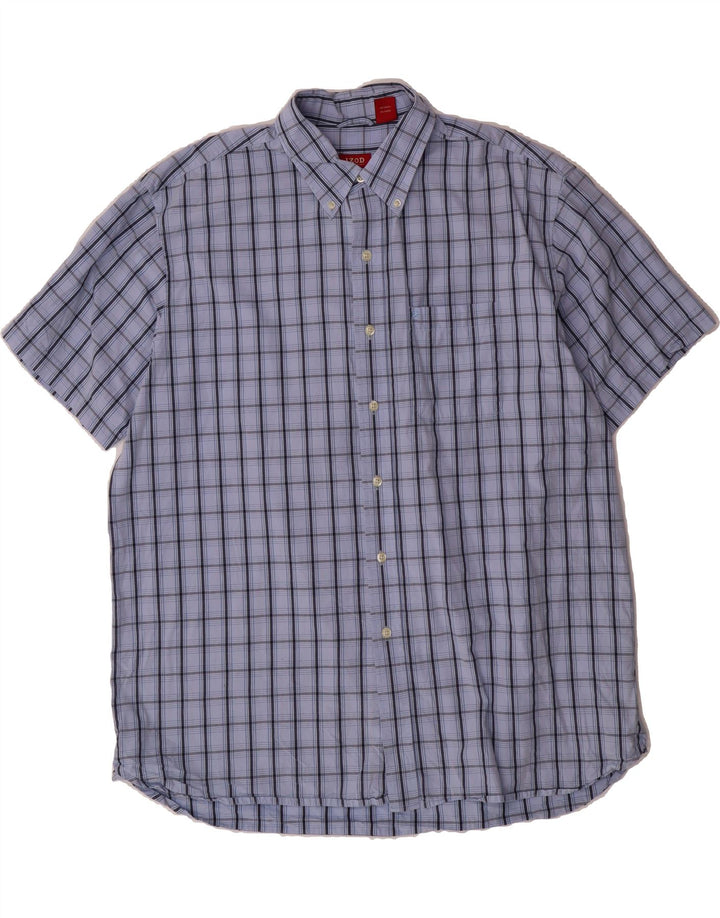 IZOD Mens Big & Tall Short Sleeve Shirt XL Blue Check Cotton Vintage Izod and Second-Hand Izod from Messina Hembry 