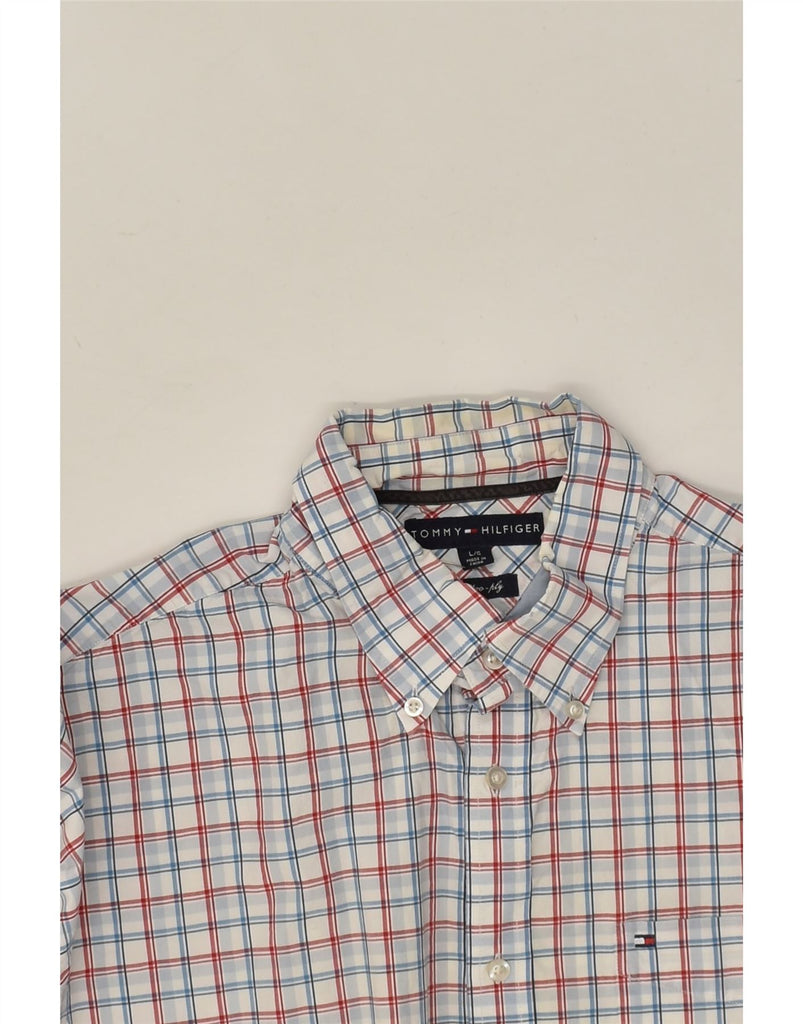 TOMMY HILFIGER Mens Shirt Large Blue Check Cotton | Vintage Tommy Hilfiger | Thrift | Second-Hand Tommy Hilfiger | Used Clothing | Messina Hembry 