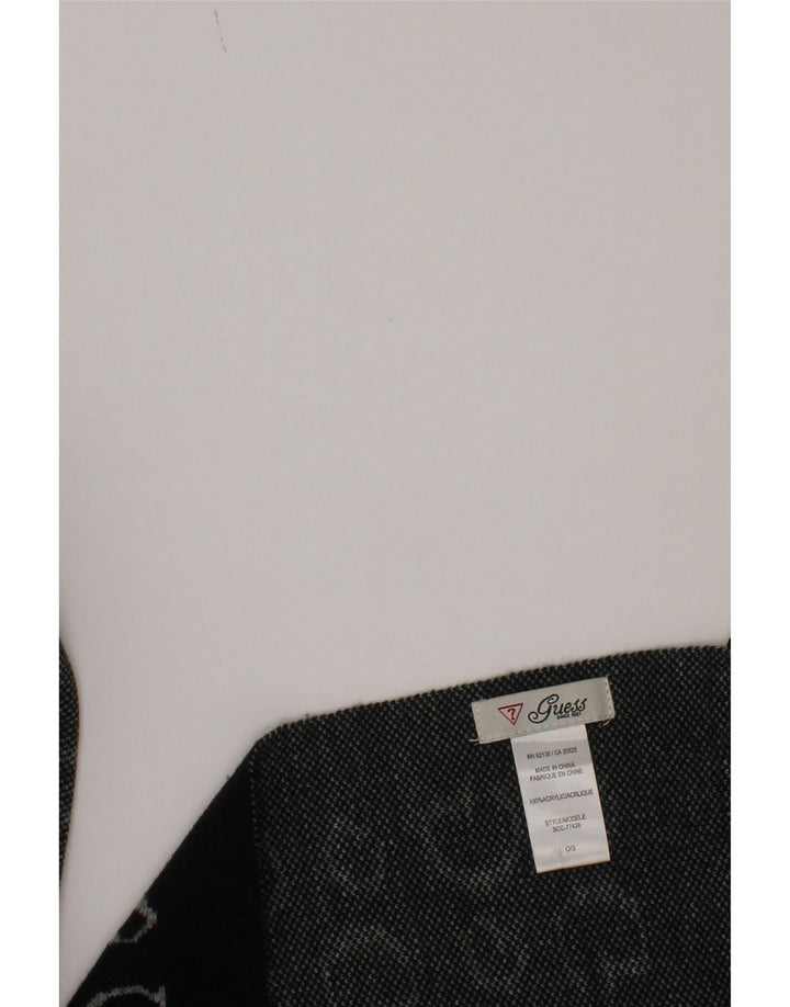 Guess Womens Graphic Rectangle Scarf One Size Black Acrylic Logo