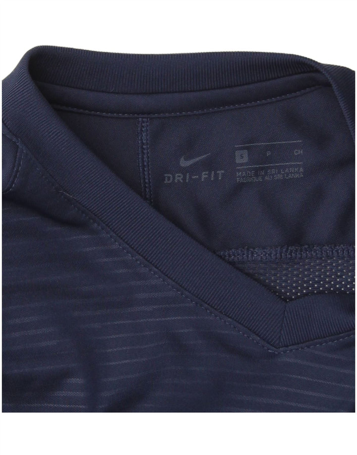 Nike Mens Dri Fit Top Long Sleeve Small Navy Blue Colourblock Polyester