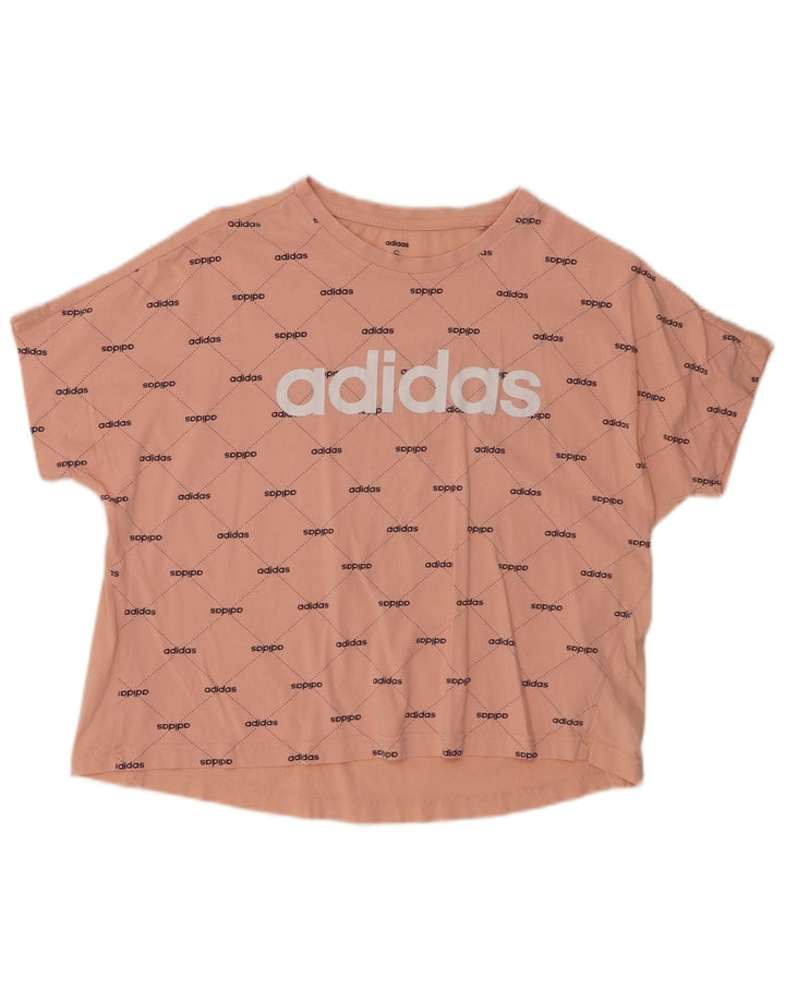 ADIDAS Womens Oversized Crop Graphic T-Shirt Top UK 8/10 Small Pink Cotton