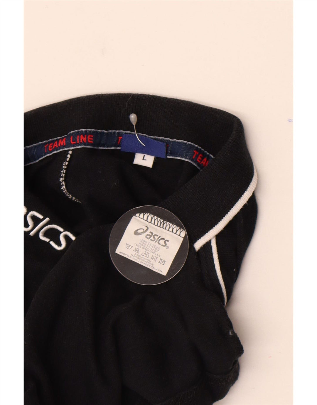 ASICS Mens Graphic Polo Shirt Large Black Cotton