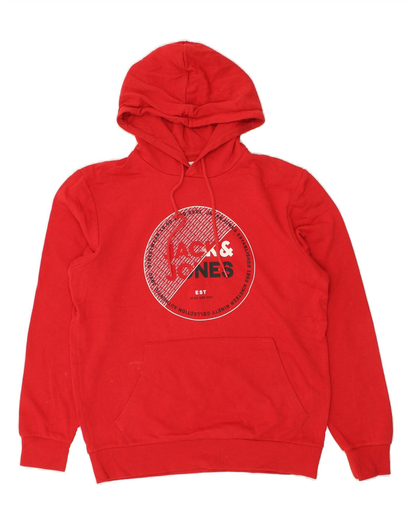 JACK & JONES Mens Graphic Hoodie Jumper Large Red Cotton | Vintage Jack & Jones | Thrift | Second-Hand Jack & Jones | Used Clothing | Messina Hembry 