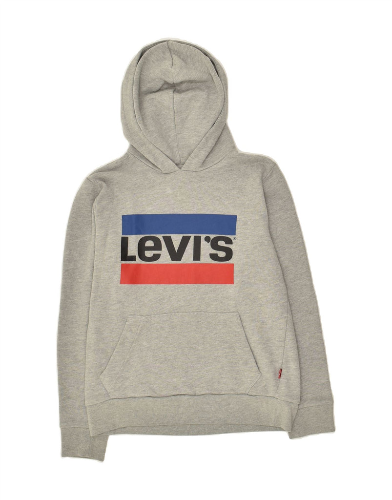 LEVI'S Boys Graphic Hoodie Jumper 13-14 Years Grey Cotton | Vintage Levi's | Thrift | Second-Hand Levi's | Used Clothing | Messina Hembry 