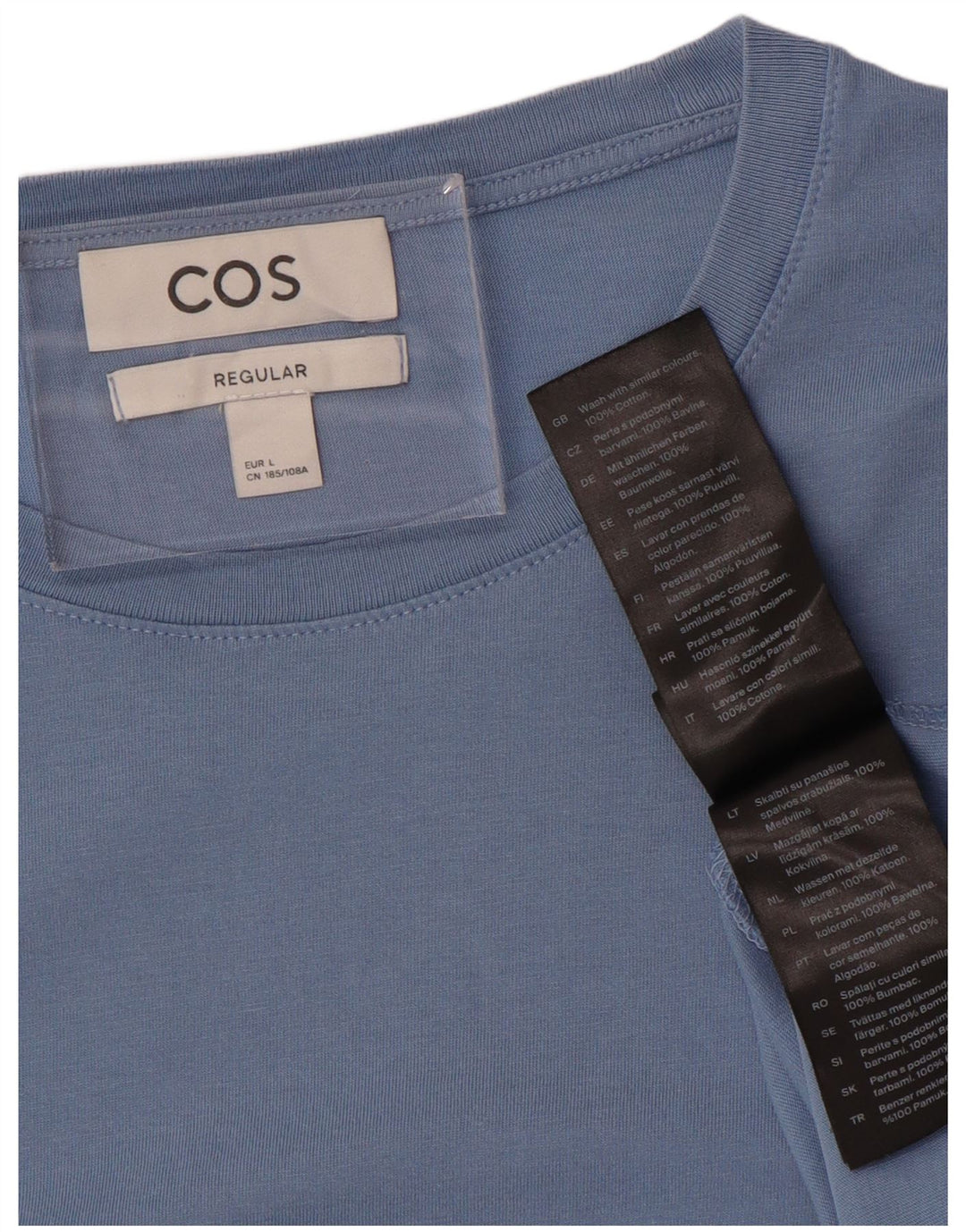 COS Mens Regular T-Shirt Top Large Blue Cotton