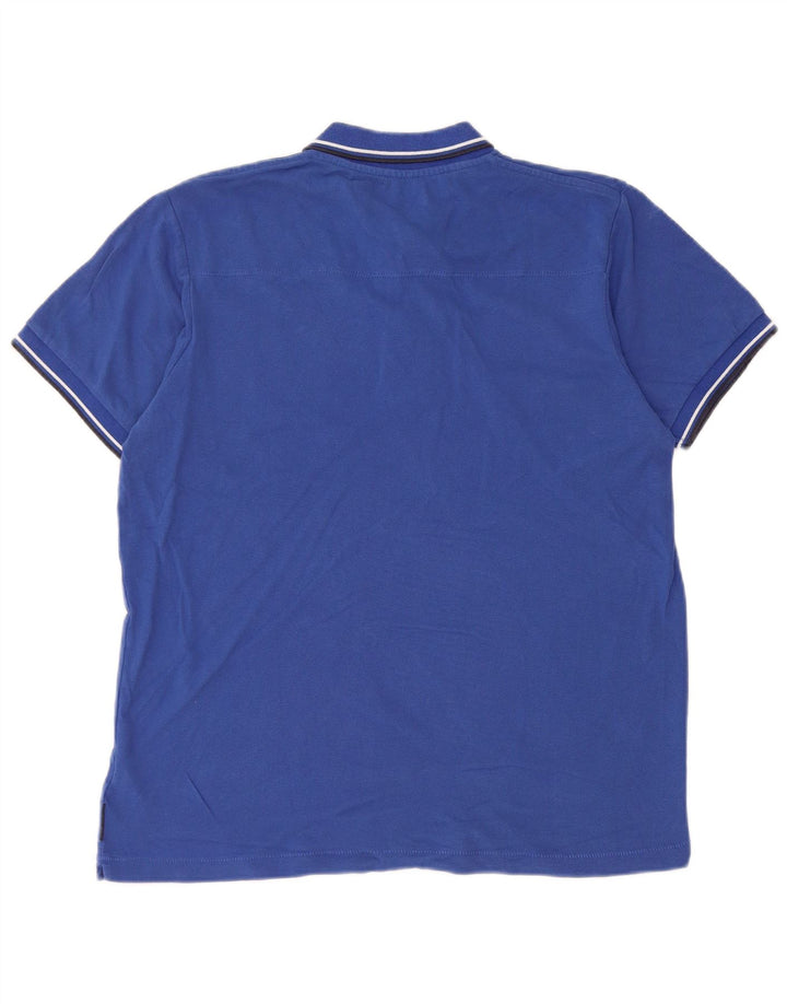 French Connection Mens Polo Shirt Medium Blue Cotton