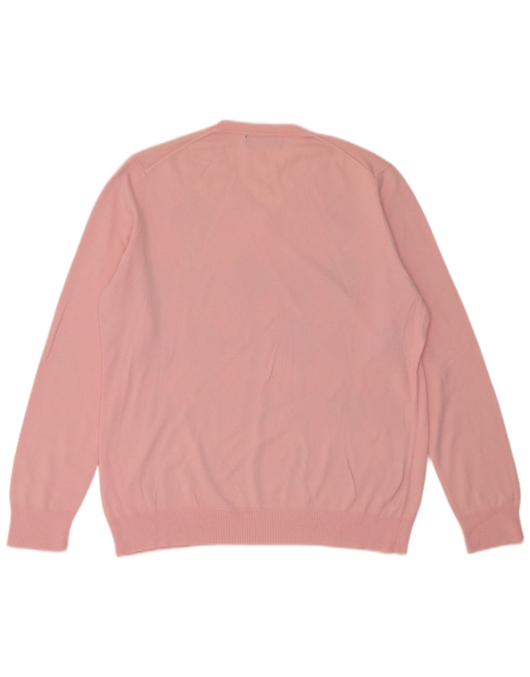 Zara Mens V-Neck Jumper Sweater Large Pink Argyle/Diamond Cotton