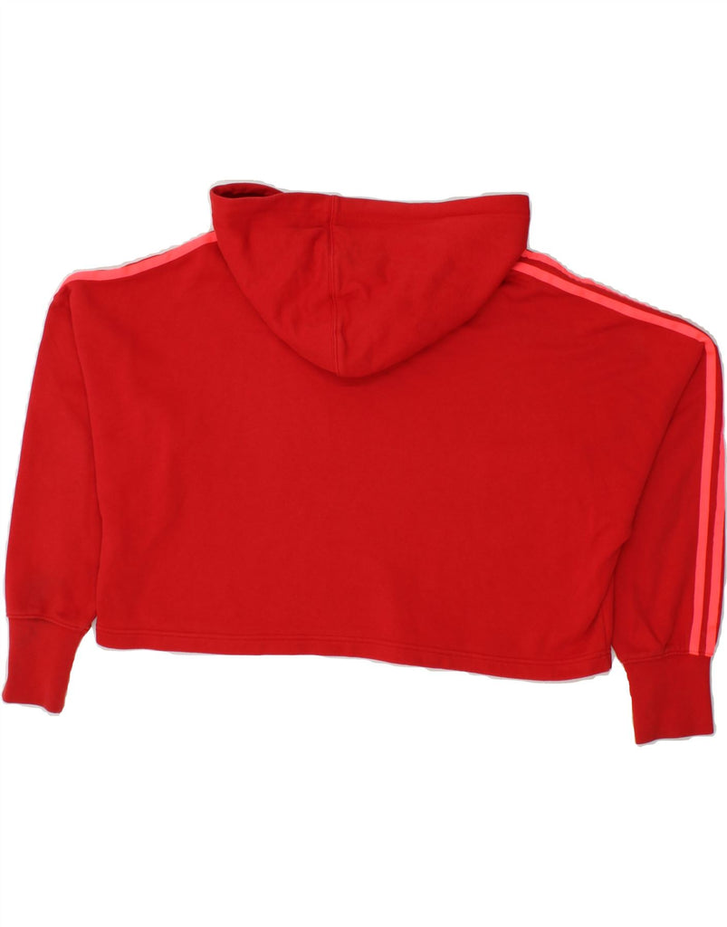 ADIDAS Womens Crop Oversized Hoodie Jumper UK 10 Small Red Cotton Vintage Adidas and Second-Hand Adidas from Messina Hembry 